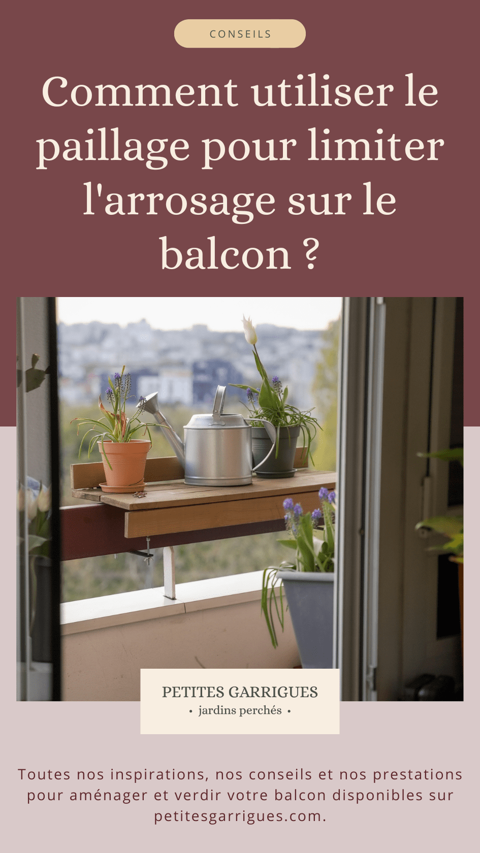 Limiter l'arrosage sur son balcon - trois conseils ultra-concrets, épingle Pinterest